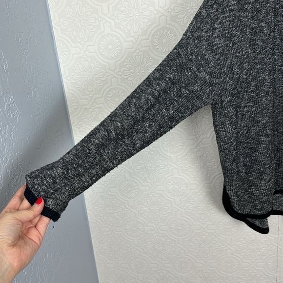 Anthropologie Saturday Sunday Oversized Quarter Zip Sweatshirt Marled Grey Gym - Picture 6 of 10